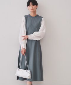 OPAQUE.CLIP / オペーク ドット クリップ ロング・マキシ丈ワンピース | フハクスリーブドッキングニットワンピース【洗濯機洗い可/抗ピル】