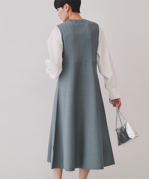 OPAQUE.CLIP / オペーク ドット クリップ ロング・マキシ丈ワンピース | フハクスリーブドッキングニットワンピース【洗濯機洗い可/抗ピル】 | 詳細1