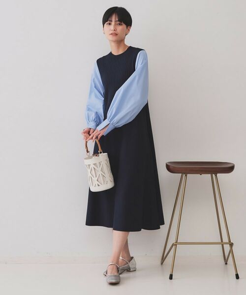 OPAQUE.CLIP / オペーク ドット クリップ ロング・マキシ丈ワンピース | フハクスリーブドッキングニットワンピース【洗濯機洗い可/抗ピル】 | 詳細10