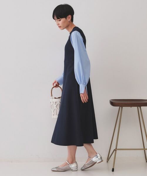 OPAQUE.CLIP / オペーク ドット クリップ ロング・マキシ丈ワンピース | フハクスリーブドッキングニットワンピース【洗濯機洗い可/抗ピル】 | 詳細11