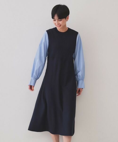 OPAQUE.CLIP / オペーク ドット クリップ ロング・マキシ丈ワンピース | フハクスリーブドッキングニットワンピース【洗濯機洗い可/抗ピル】 | 詳細13