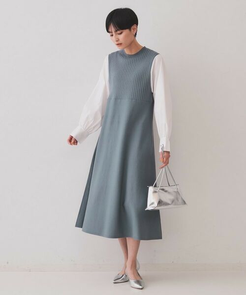 OPAQUE.CLIP / オペーク ドット クリップ ロング・マキシ丈ワンピース | フハクスリーブドッキングニットワンピース【洗濯機洗い可/抗ピル】 | 詳細2