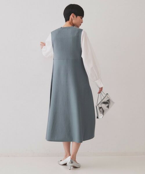 OPAQUE.CLIP / オペーク ドット クリップ ロング・マキシ丈ワンピース | フハクスリーブドッキングニットワンピース【洗濯機洗い可/抗ピル】 | 詳細3
