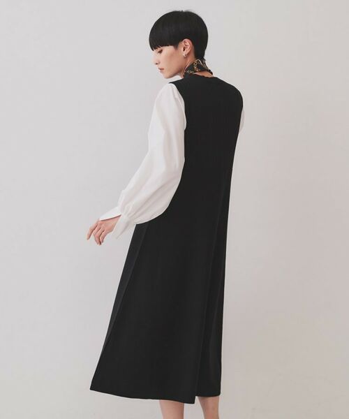 OPAQUE.CLIP / オペーク ドット クリップ ロング・マキシ丈ワンピース | フハクスリーブドッキングニットワンピース【洗濯機洗い可/抗ピル】 | 詳細5