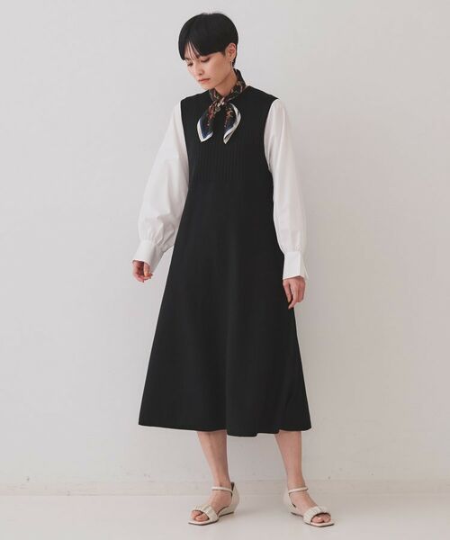 OPAQUE.CLIP / オペーク ドット クリップ ロング・マキシ丈ワンピース | フハクスリーブドッキングニットワンピース【洗濯機洗い可/抗ピル】 | 詳細6