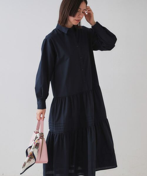 OPAQUE.CLIP / オペーク ドット クリップ ロング・マキシ丈ワンピース | 裾タックティアードシャツワンピース【洗濯機洗い可】 | 詳細1