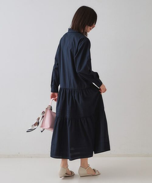 OPAQUE.CLIP / オペーク ドット クリップ ロング・マキシ丈ワンピース | 裾タックティアードシャツワンピース【洗濯機洗い可】 | 詳細3