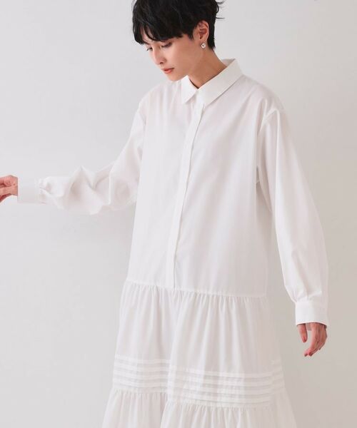 OPAQUE.CLIP / オペーク ドット クリップ ロング・マキシ丈ワンピース | 裾タックティアードシャツワンピース【洗濯機洗い可】 | 詳細5