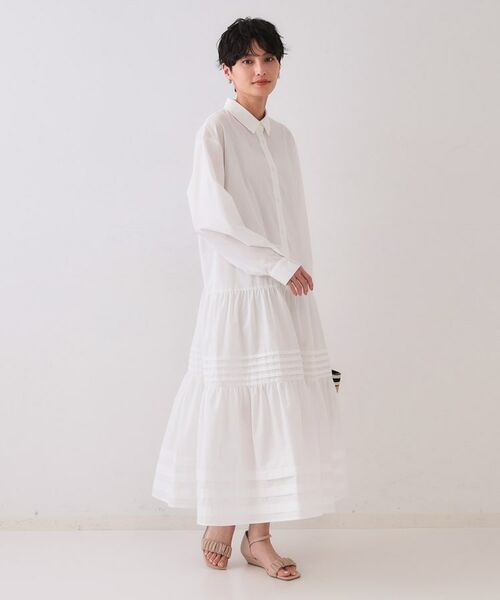 OPAQUE.CLIP / オペーク ドット クリップ ロング・マキシ丈ワンピース | 裾タックティアードシャツワンピース【洗濯機洗い可】 | 詳細6