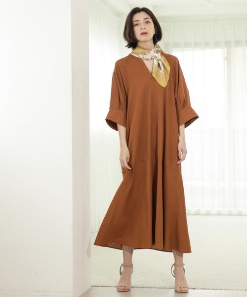OPAQUE. CLIP/オペーク ドット クリップ キーネックワンピース【洗える】 キャメルブラウン(041) 40(L) OPAQUE. CLIP/オペーク ドット クリップ キーネックワンピース【洗える】 キャメルブラウン(041) 40(L)
