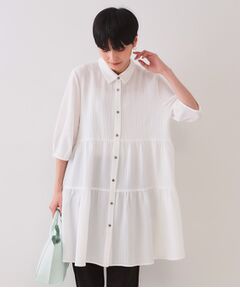 OPAQUE.CLIP / オペーク ドット クリップ シャツ・ブラウス | ふくれジャカードティアードチュニックブラウス【洗濯機洗い可】