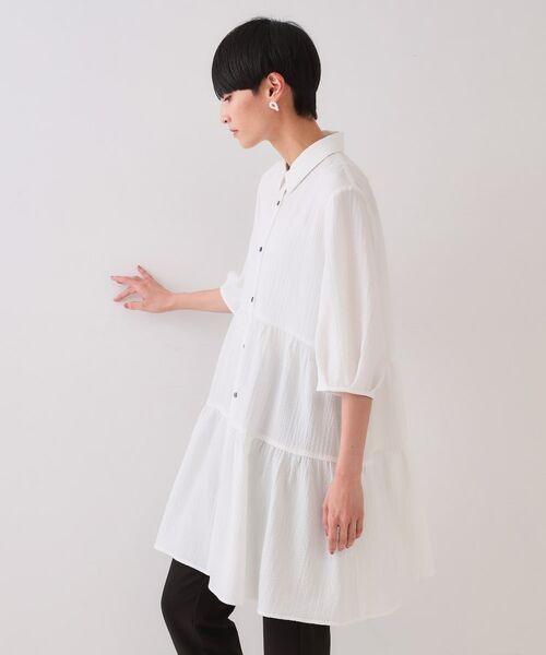 OPAQUE.CLIP / オペーク ドット クリップ シャツ・ブラウス | ふくれジャカードティアードチュニックブラウス【洗濯機洗い可】 | 詳細10