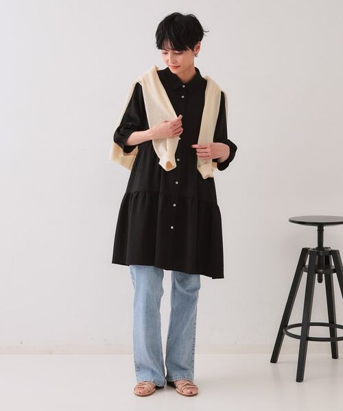 OPAQUE.CLIP / オペーク ドット クリップ シャツ・ブラウス | ふくれジャカードティアードチュニックブラウス【洗濯機洗い可】 | 詳細2