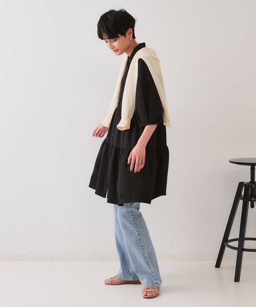 OPAQUE.CLIP / オペーク ドット クリップ シャツ・ブラウス | ふくれジャカードティアードチュニックブラウス【洗濯機洗い可】 | 詳細3