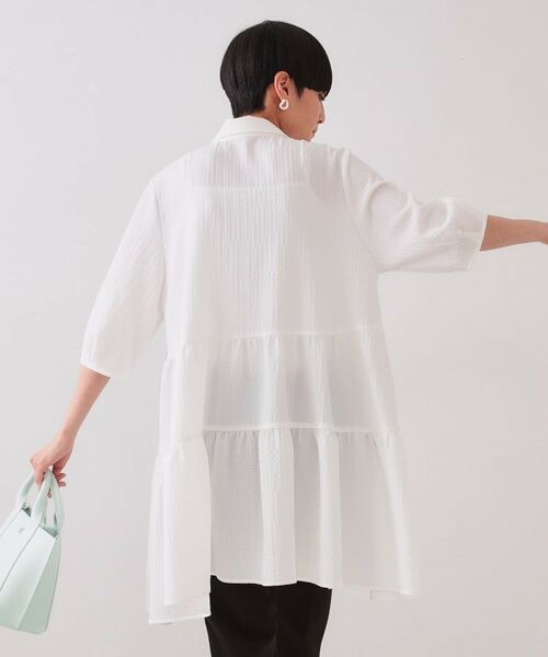 OPAQUE.CLIP / オペーク ドット クリップ シャツ・ブラウス | ふくれジャカードティアードチュニックブラウス【洗濯機洗い可】 | 詳細5