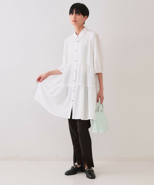 OPAQUE.CLIP / オペーク ドット クリップ シャツ・ブラウス | ふくれジャカードティアードチュニックブラウス【洗濯機洗い可】 | 詳細6