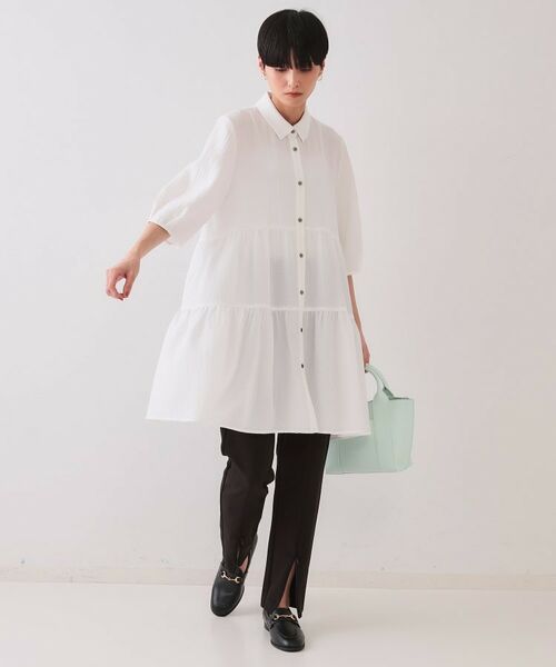 OPAQUE.CLIP / オペーク ドット クリップ シャツ・ブラウス | ふくれジャカードティアードチュニックブラウス【洗濯機洗い可】 | 詳細7