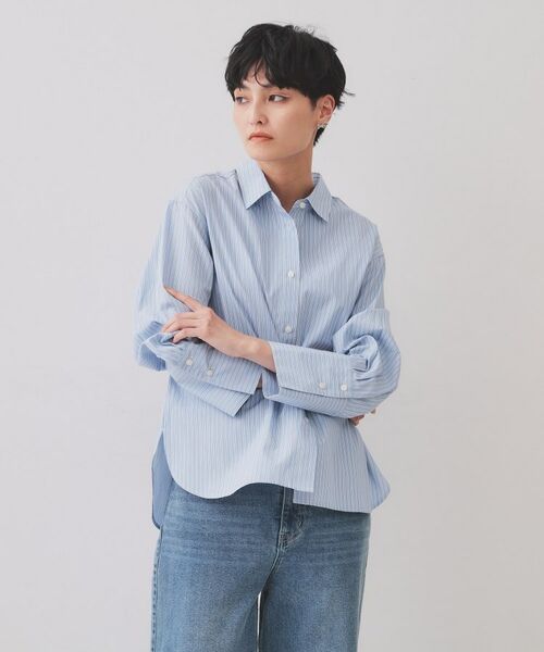 OPAQUE.CLIP / オペーク ドット クリップ シャツ・ブラウス | 《andGIRL掲載》ストライプビスチェセットシャツ【洗濯機洗い可）】 | 詳細7