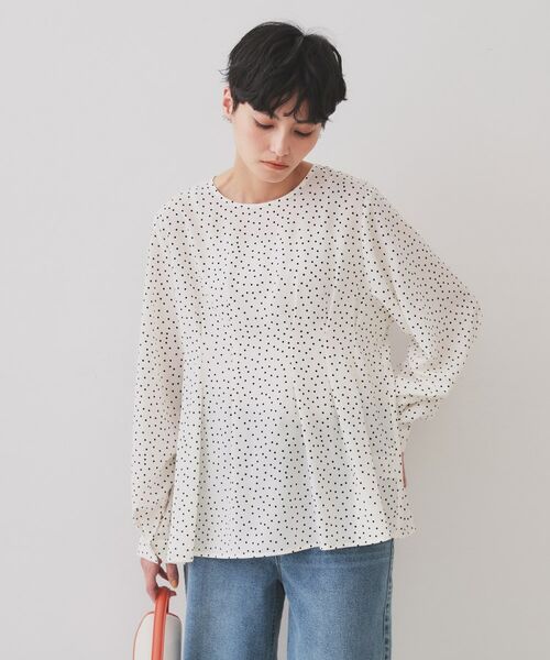 OPAQUE.CLIP / オペーク ドット クリップ シャツ・ブラウス | ドットプリントタックブラウス【洗濯機洗い可】 | 詳細1