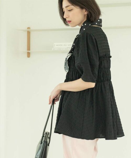 OPAQUE.CLIP / オペーク ドット クリップ シャツ・ブラウス | シャーリングペプラムブラウス【洗濯機洗い可】 | 詳細12