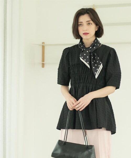 OPAQUE.CLIP / オペーク ドット クリップ シャツ・ブラウス | シャーリングペプラムブラウス【洗濯機洗い可】 | 詳細13