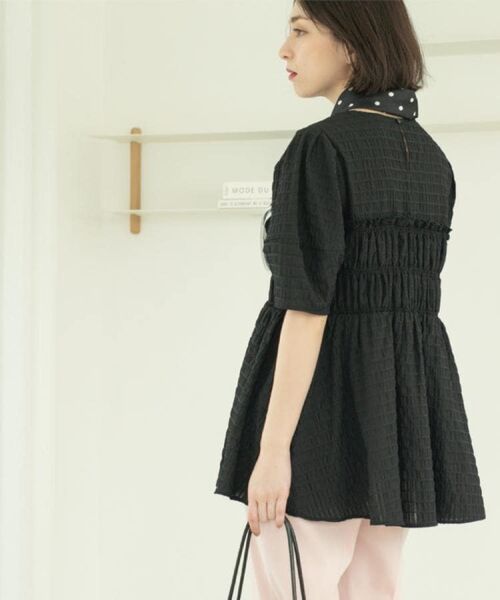 OPAQUE.CLIP / オペーク ドット クリップ シャツ・ブラウス | シャーリングペプラムブラウス【洗濯機洗い可】 | 詳細14