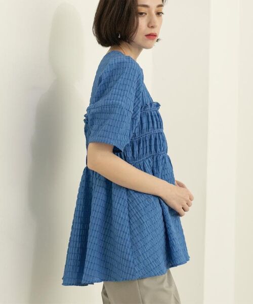 OPAQUE.CLIP / オペーク ドット クリップ シャツ・ブラウス | シャーリングペプラムブラウス【洗濯機洗い可】 | 詳細19