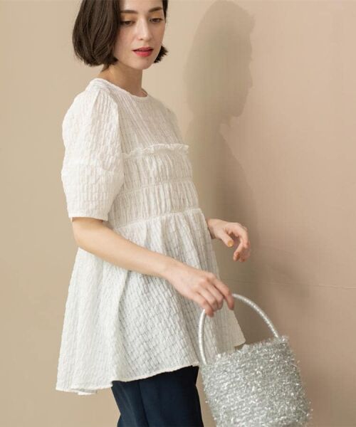 OPAQUE.CLIP / オペーク ドット クリップ シャツ・ブラウス | シャーリングペプラムブラウス【洗濯機洗い可】 | 詳細2