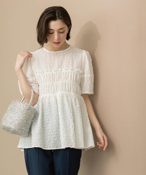 OPAQUE.CLIP / オペーク ドット クリップ シャツ・ブラウス | シャーリングペプラムブラウス【洗濯機洗い可】 | 詳細3