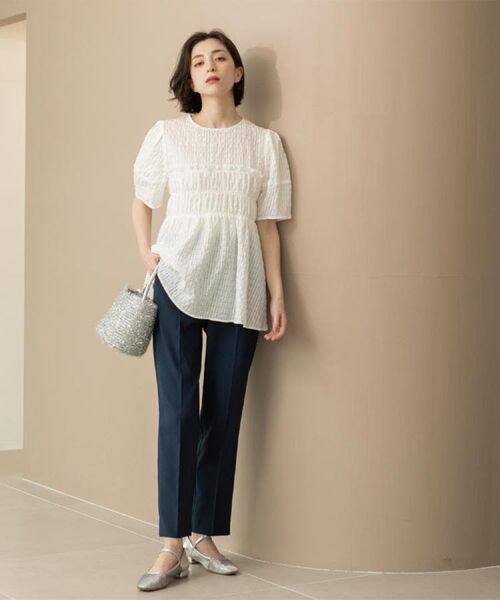 OPAQUE.CLIP / オペーク ドット クリップ シャツ・ブラウス | シャーリングペプラムブラウス【洗濯機洗い可】 | 詳細7