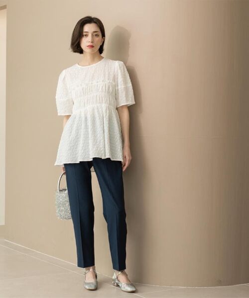 OPAQUE.CLIP / オペーク ドット クリップ シャツ・ブラウス | シャーリングペプラムブラウス【洗濯機洗い可】 | 詳細9