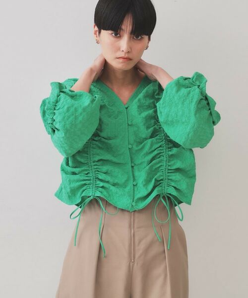 OPAQUE.CLIP / オペーク ドット クリップ シャツ・ブラウス | ふくれジャカードシャーリングデザインブラウス【洗濯機洗い可】 | 詳細9