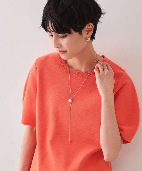 OPAQUE.CLIP / オペーク ドット クリップ ネックレス・ペンダント・チョーカー | フェイクパール×変形リボン風メタルネックレス | 詳細7