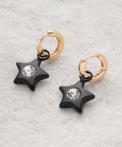 OPAQUE.CLIP / オペーク ドット クリップ ピアス・イヤリング | ブラック×ビジュー モチーフピアス | 詳細1