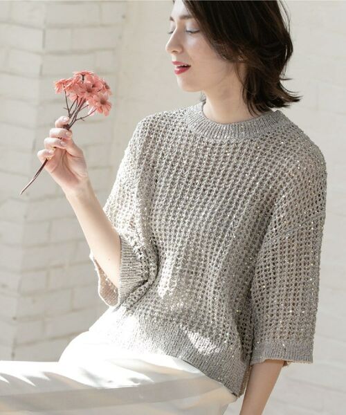 OPAQUE.CLIP / オペーク ドット クリップ ニット・セーター | スパンコールメッシュニット | 詳細1