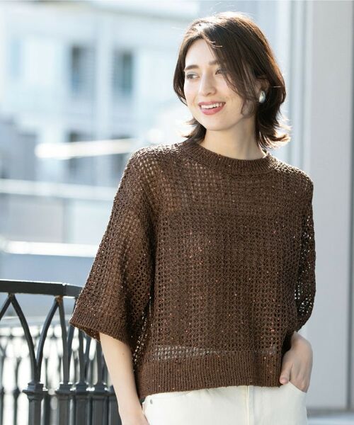 OPAQUE.CLIP / オペーク ドット クリップ ニット・セーター | スパンコールメッシュニット | 詳細15