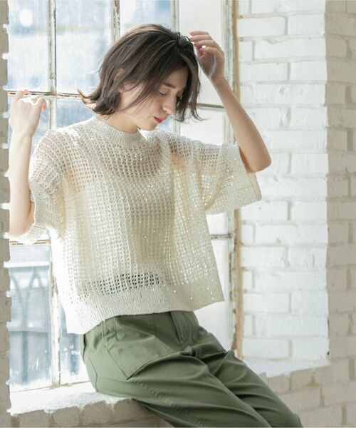 OPAQUE.CLIP / オペーク ドット クリップ ニット・セーター | スパンコールメッシュニット | 詳細20