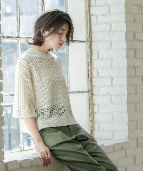 OPAQUE.CLIP / オペーク ドット クリップ ニット・セーター | スパンコールメッシュニット | 詳細21