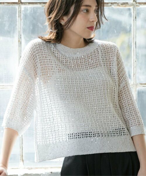 OPAQUE.CLIP / オペーク ドット クリップ ニット・セーター | スパンコールメッシュニット | 詳細25
