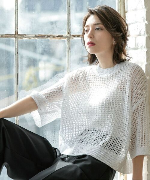 OPAQUE.CLIP / オペーク ドット クリップ ニット・セーター | スパンコールメッシュニット | 詳細26