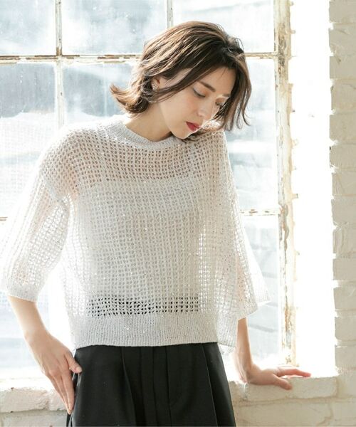 OPAQUE.CLIP / オペーク ドット クリップ ニット・セーター | スパンコールメッシュニット | 詳細28