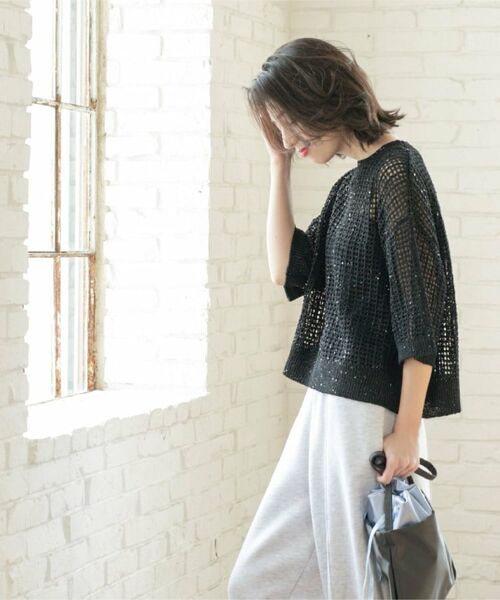 OPAQUE.CLIP / オペーク ドット クリップ ニット・セーター | スパンコールメッシュニット | 詳細9