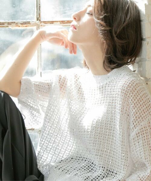 OPAQUE. CLIP/オペーク ドット クリップ スパンコールメッシュニット ホワイト(601) 00(M) OPAQUE. CLIP/オペーク ドット クリップ スパンコールメッシュニット ホワイト(601) 00(M)