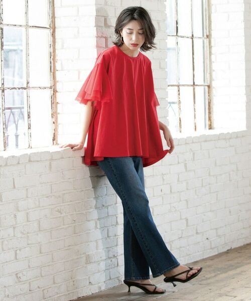 OPAQUE.CLIP / オペーク ドット クリップ カットソー | 袖チュール重ねフレアトップス | 詳細11