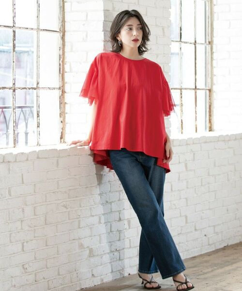 OPAQUE.CLIP / オペーク ドット クリップ カットソー | 袖チュール重ねフレアトップス | 詳細12