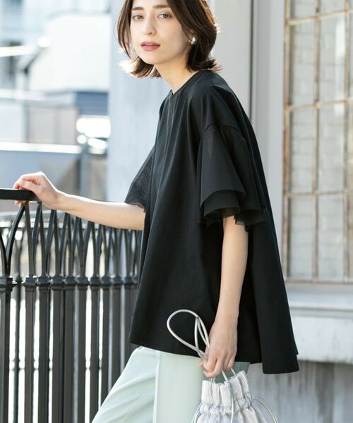 OPAQUE.CLIP / オペーク ドット クリップ カットソー | 袖チュール重ねフレアトップス | 詳細14