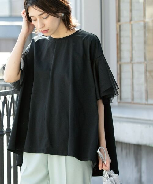 OPAQUE.CLIP / オペーク ドット クリップ カットソー | 袖チュール重ねフレアトップス | 詳細16