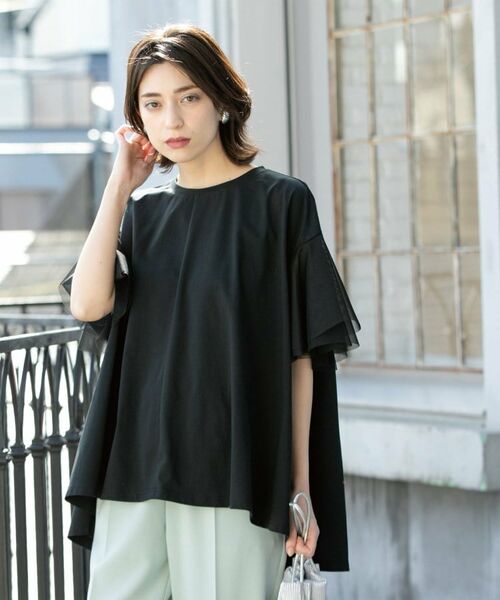 OPAQUE.CLIP / オペーク ドット クリップ カットソー | 袖チュール重ねフレアトップス | 詳細17