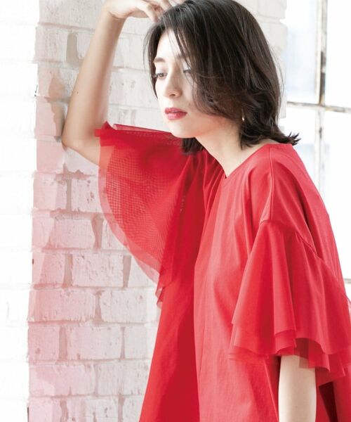 OPAQUE.CLIP / オペーク ドット クリップ カットソー | 袖チュール重ねフレアトップス | 詳細6