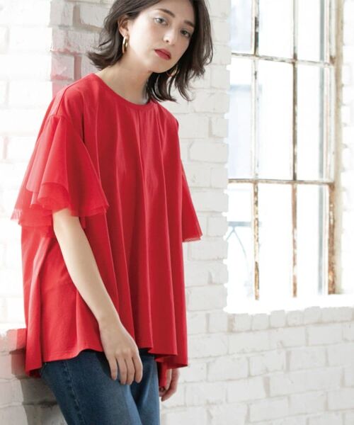 OPAQUE.CLIP / オペーク ドット クリップ カットソー | 袖チュール重ねフレアトップス | 詳細7